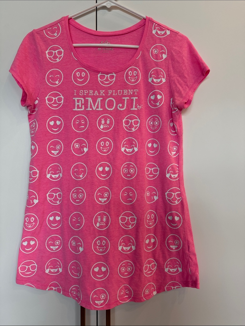 Girls' Pink 'I Speak Fluent Emoji' Short Sleeve Top
